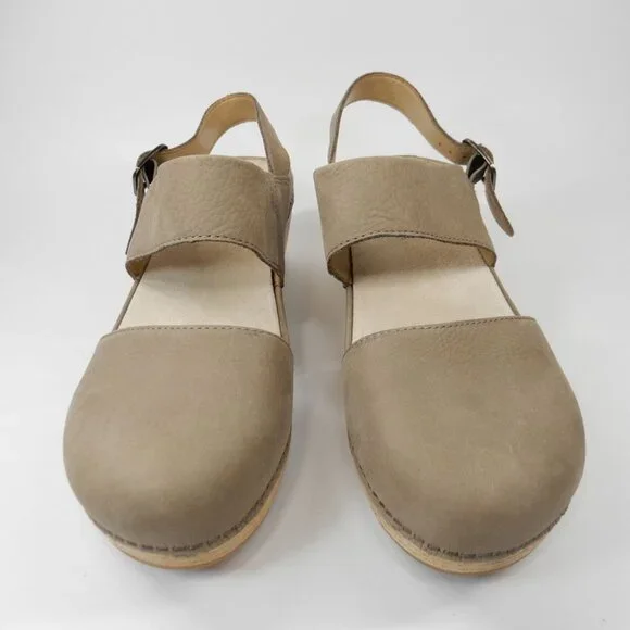 DANSKO Lucia Slingback Clog Pumps Shoes Size 40 9.5 10 Taupe Nubuck NEW $159 - Picture 5 of 14